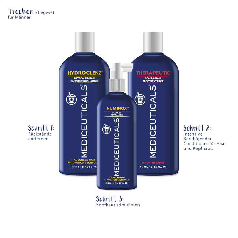 Set-gelbe-Linie-für-trockene-Kopfhaut Mediceuticals Gelbe Serie für trockene Kopfhaut bei Männern