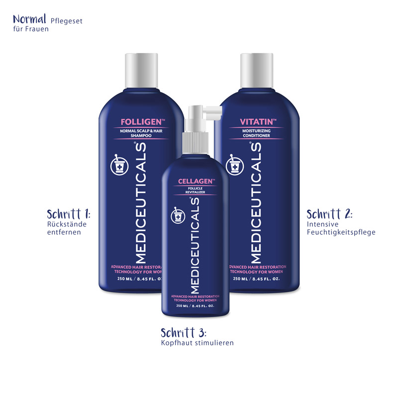 Set-rosa-Linie-für-feines-Haar Mediceuticals rosa Linie für Frauen mit dünner werdendem Haar